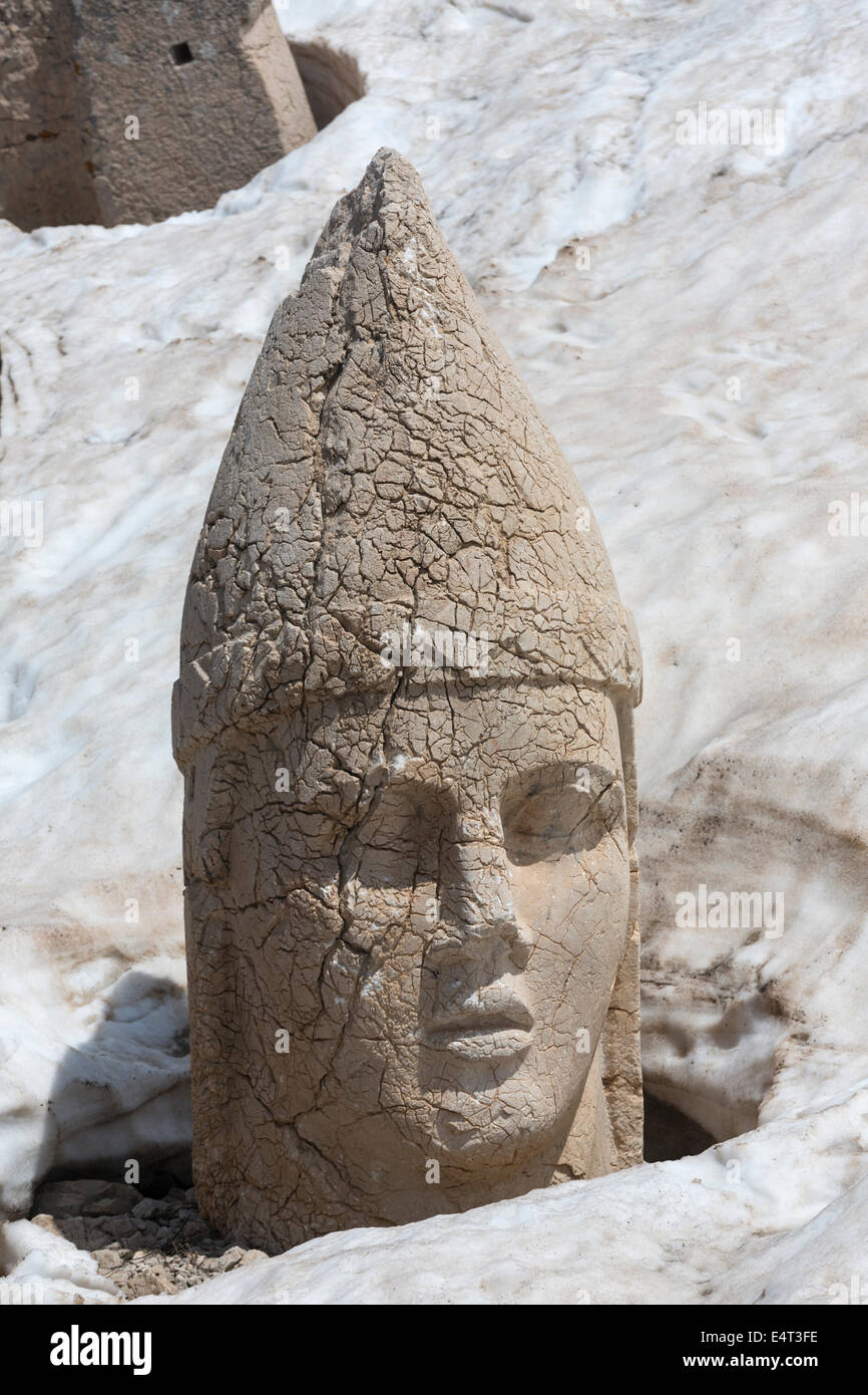 Tête d'Apollon, terrasse ouest, le Nemrut ou Nemrud Dagh, Anatolie, Turquie Banque D'Images