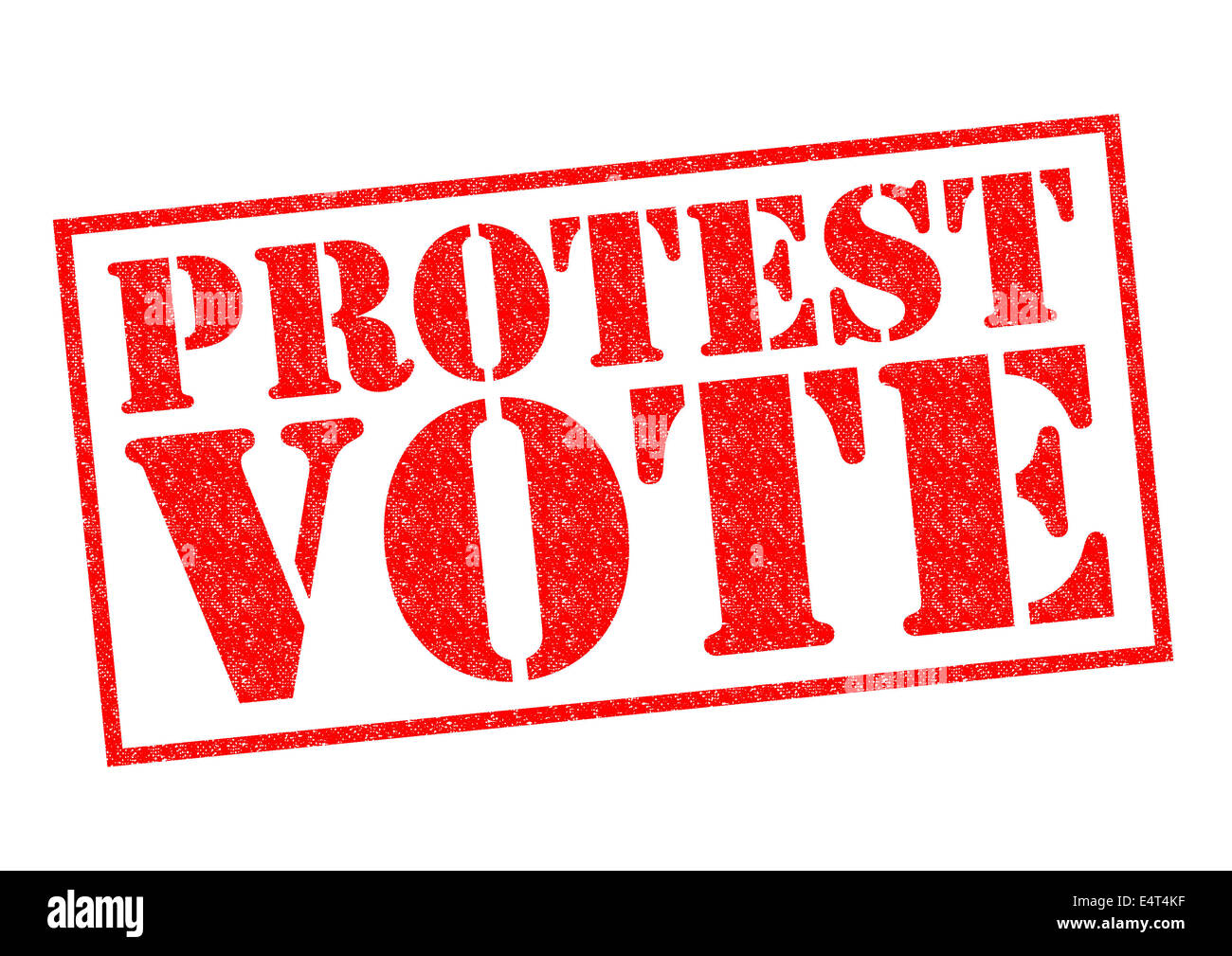 VOTE DE PROTESTATION de tampon en caoutchouc rouge sur un fond blanc. Banque D'Images