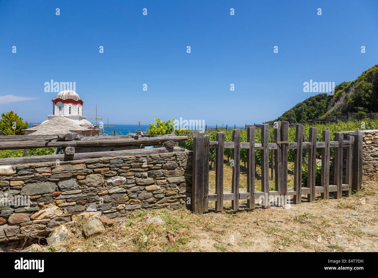 Détails de construction sur le Mont Athos en Grèce Banque D'Images