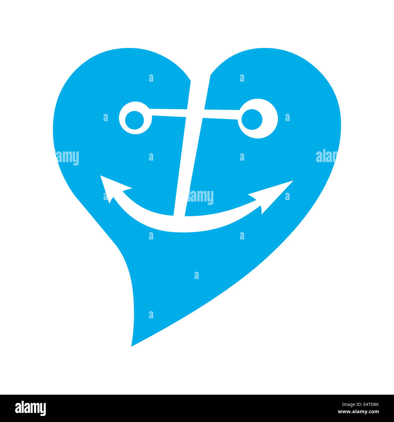 L'ancre en coeur bleu Banque D'Images