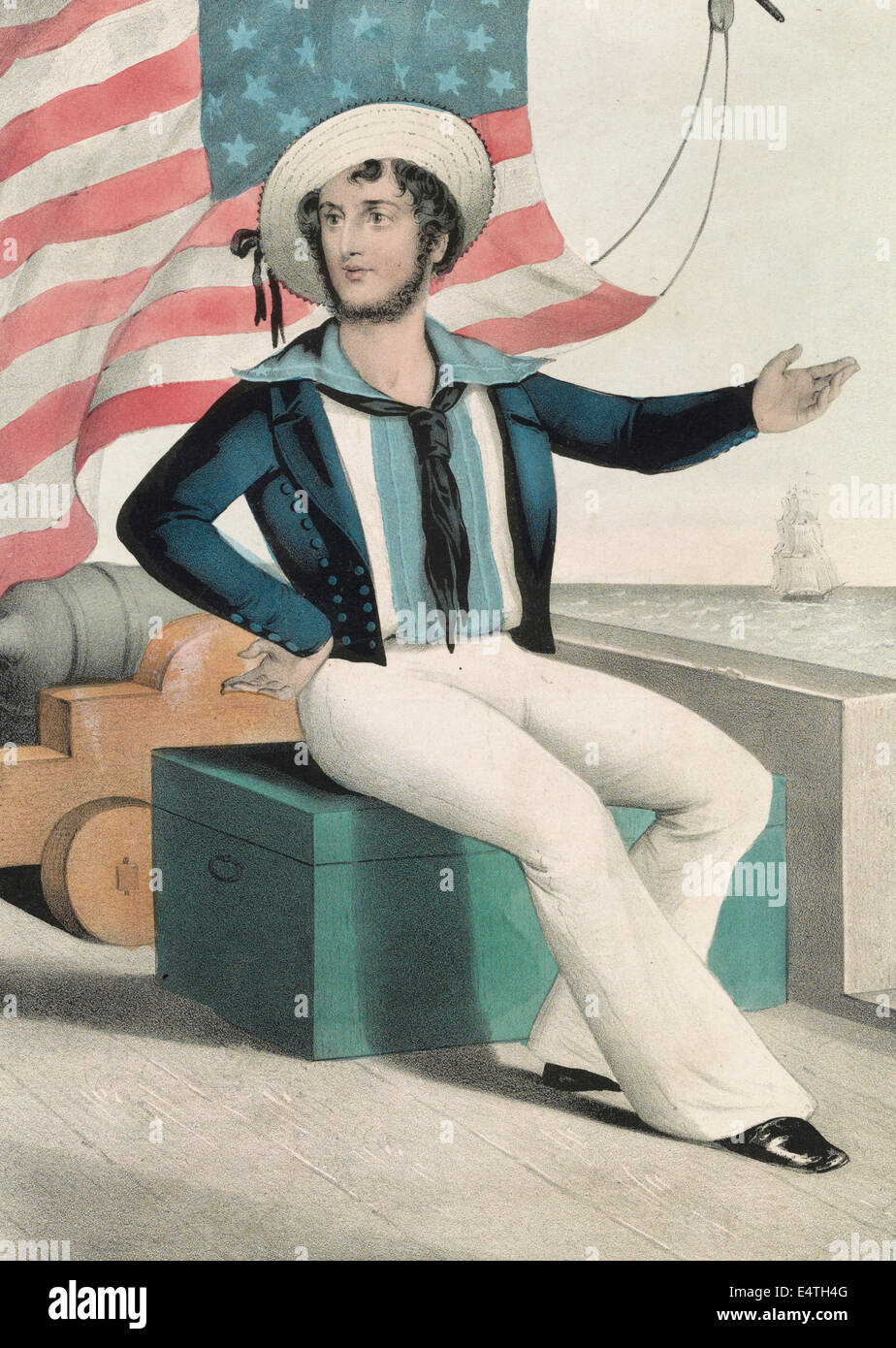 L'American tar. 'Don't give up the ship' - marin américain, vers 1845 Banque D'Images