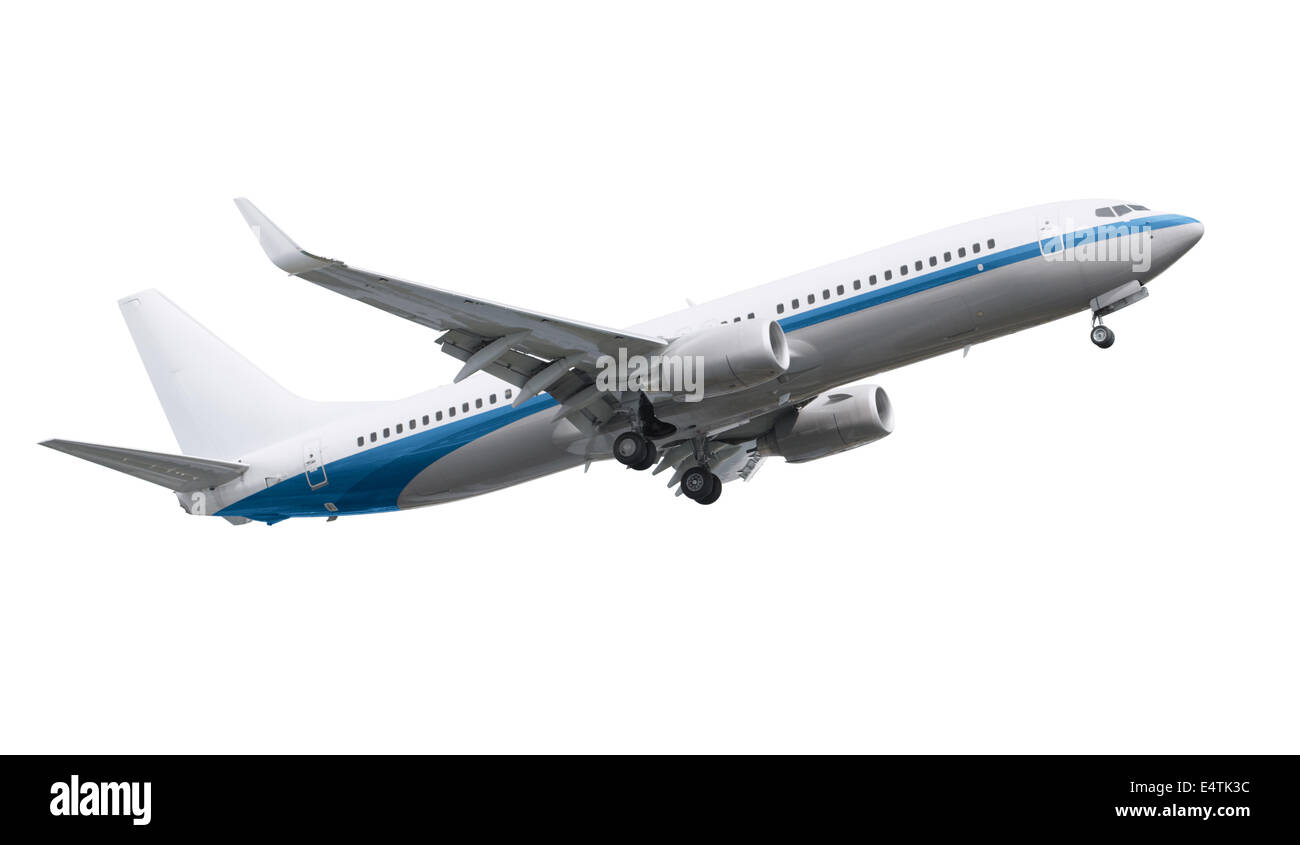 Avion de passagers isolé sur fond blanc Banque D'Images