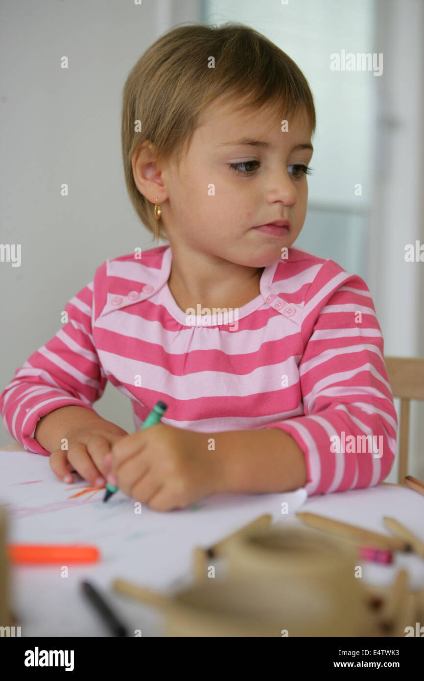 Petite fille à colorier Banque D'Images