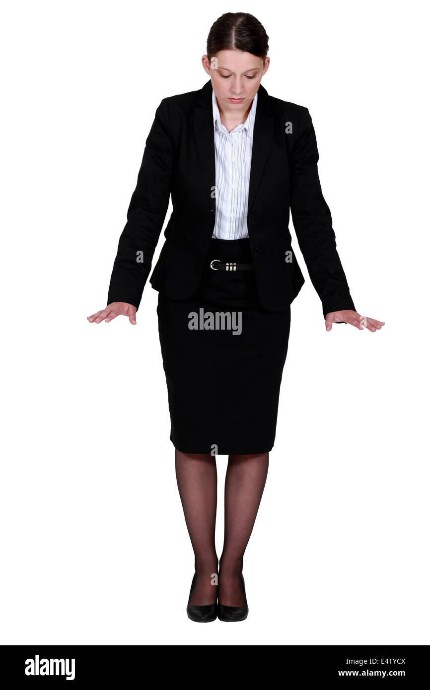Une businesswoman gesturing. Banque D'Images