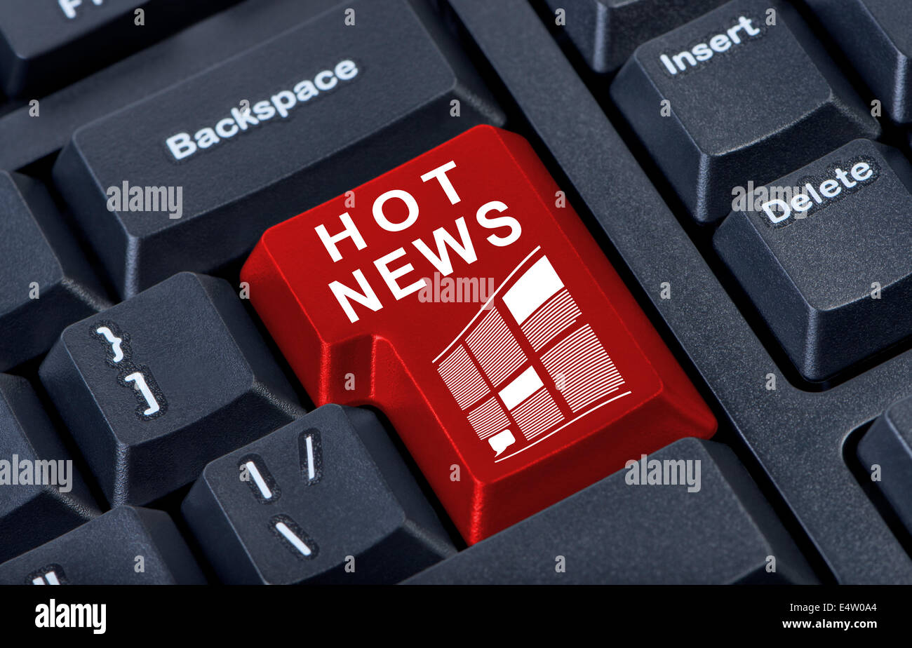 Hot news bouton rouge clavier de l'ordinateur. Banque D'Images