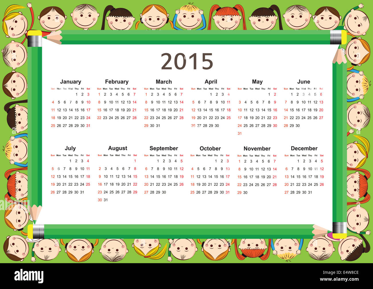 Calendrier 2015 Banque D'Images