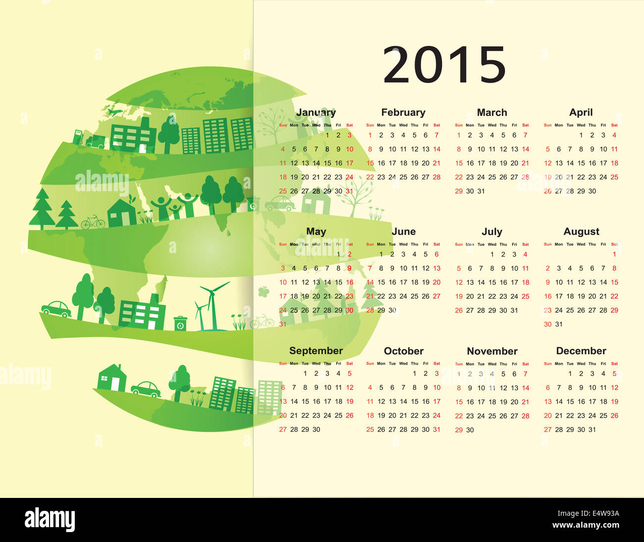 Calendrier 2015 Banque D'Images