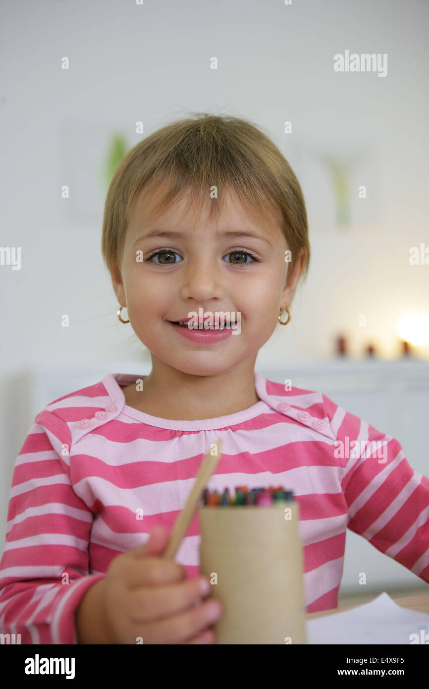 Petite fille à colorier Banque D'Images