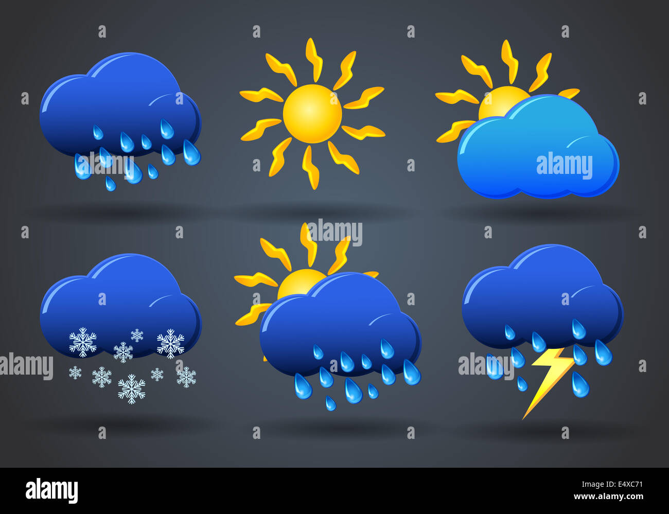 Météo Icon Set signe sur gris Banque D'Images