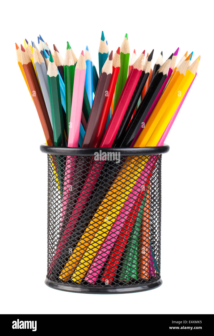 Des crayons de couleurs différentes en métal Banque D'Images