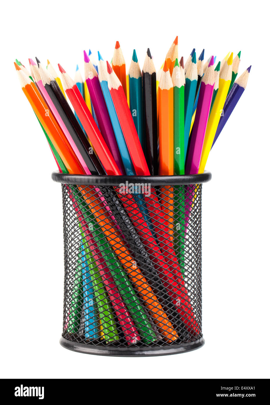 Des crayons de couleurs différentes en métal Banque D'Images