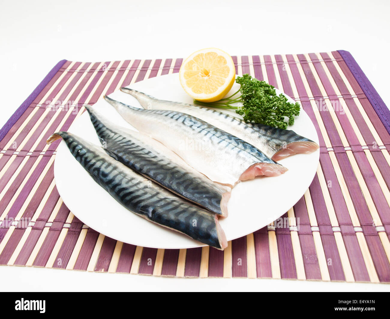 Filet de poisson maquereau cru Banque D'Images