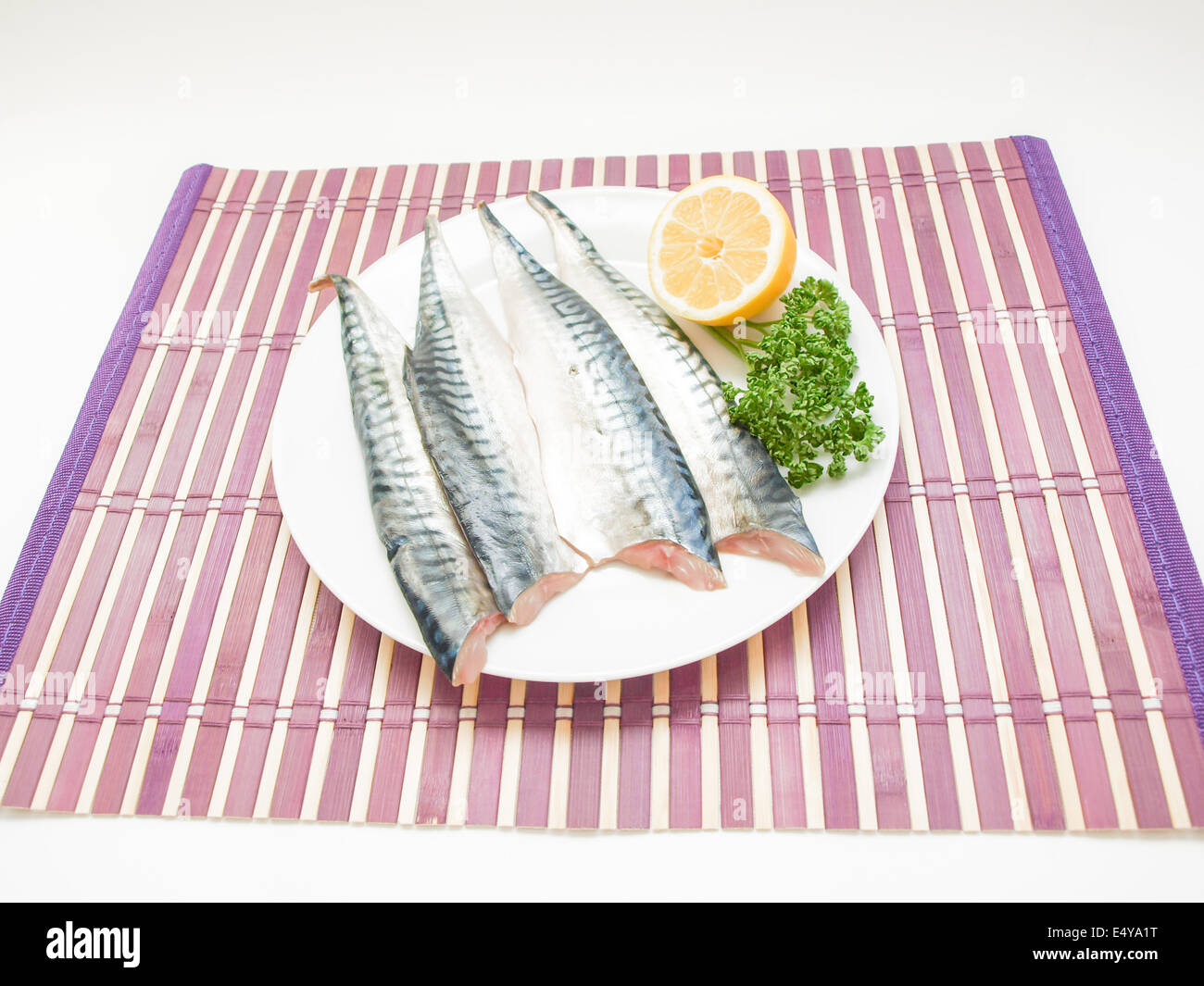 Filet de poisson maquereau cru Banque D'Images