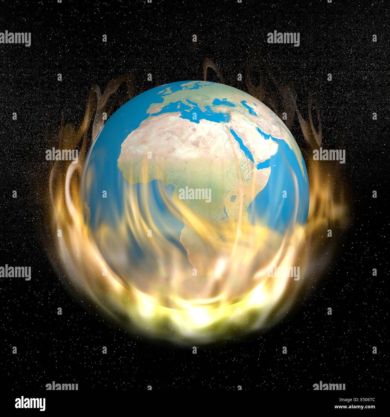 La terre en feu - 3D render Banque D'Images