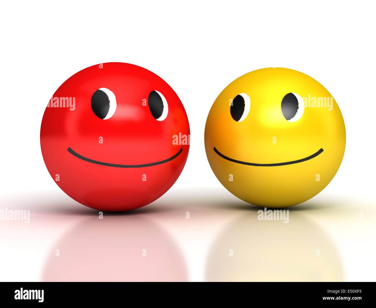 Rire Emoticons over white Banque D'Images