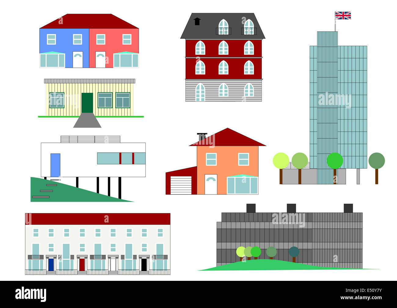 Illustration maisons Banque D'Images