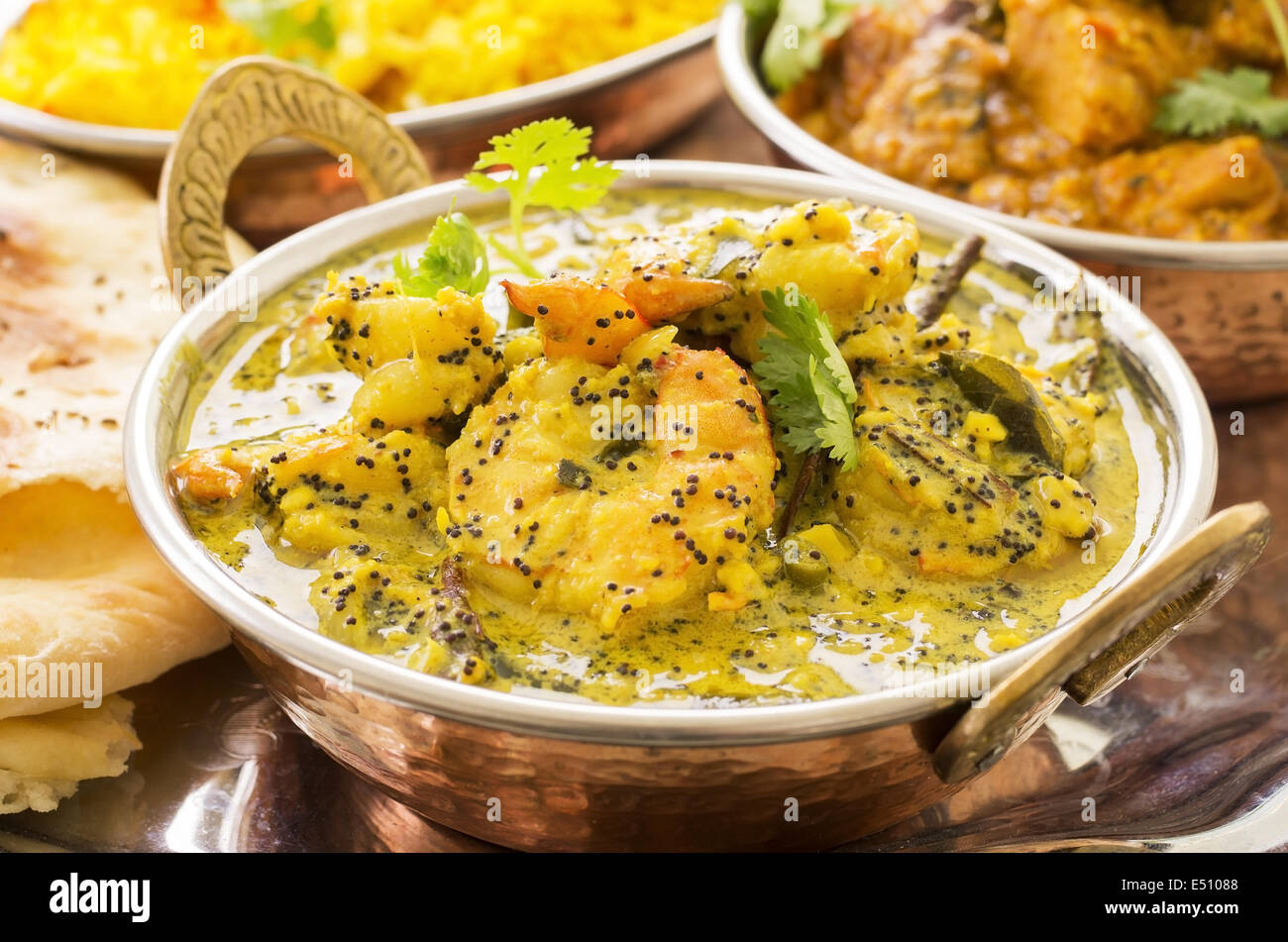 Gambas au curry indien Banque D'Images