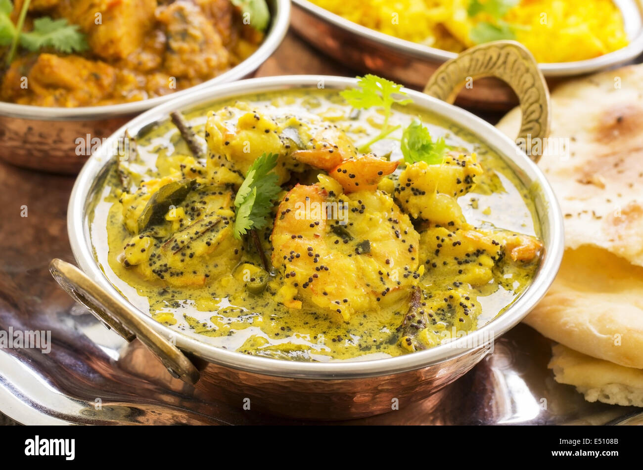 Gambas au curry indien Banque D'Images