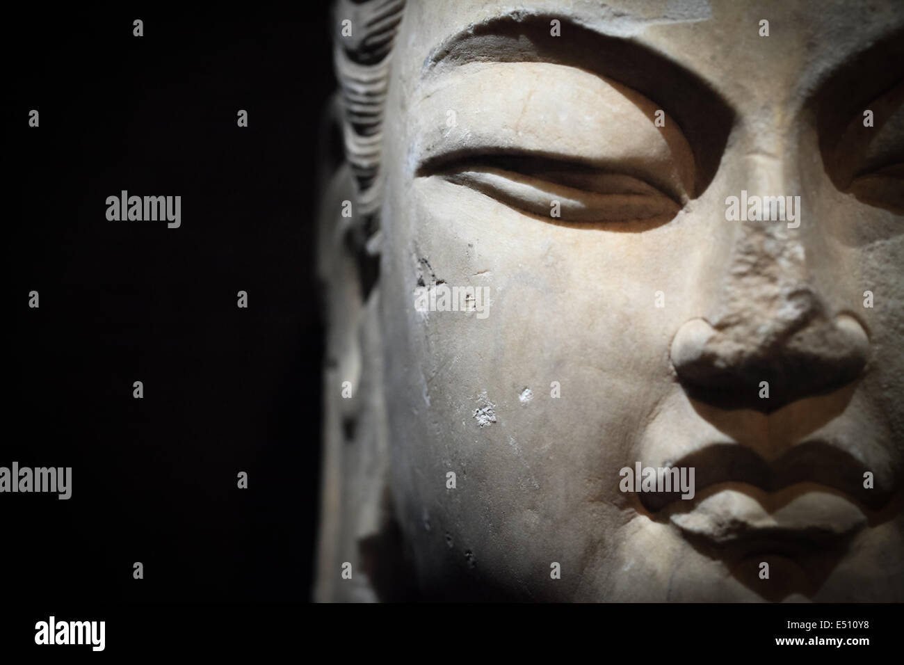 Gros plan de Bouddha en pierre Banque D'Images