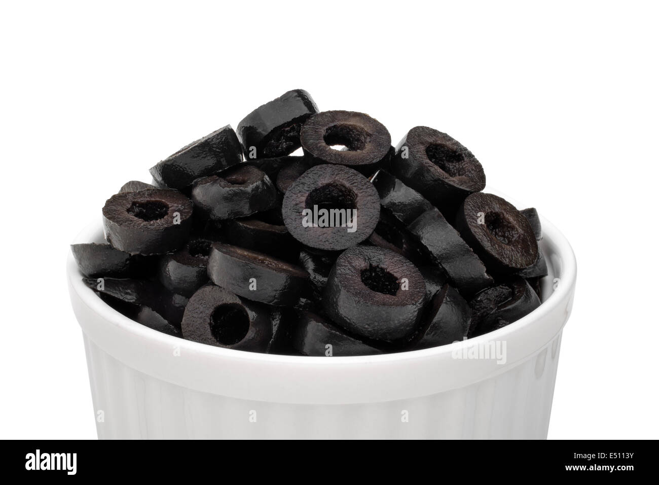 ​​Black en tranches en tranches marinés olives olives aux negras cortadas Banque D'Images