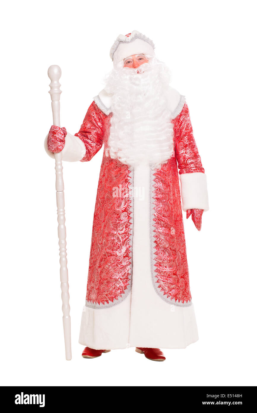 Homme portant un costume de Père Noël Banque D'Images