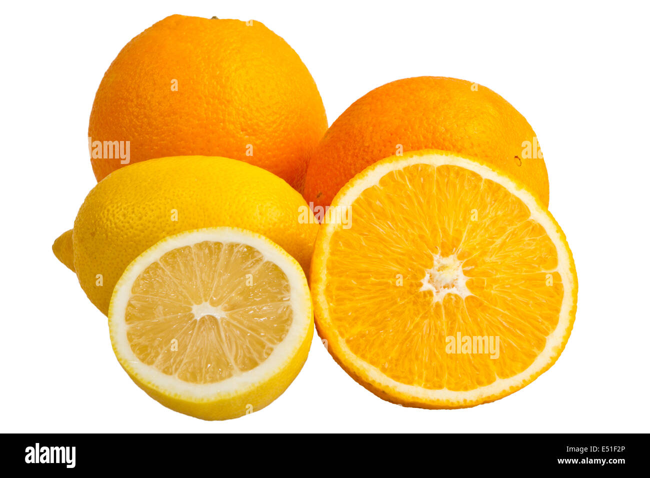 Orange avec un demi-citron Banque D'Images