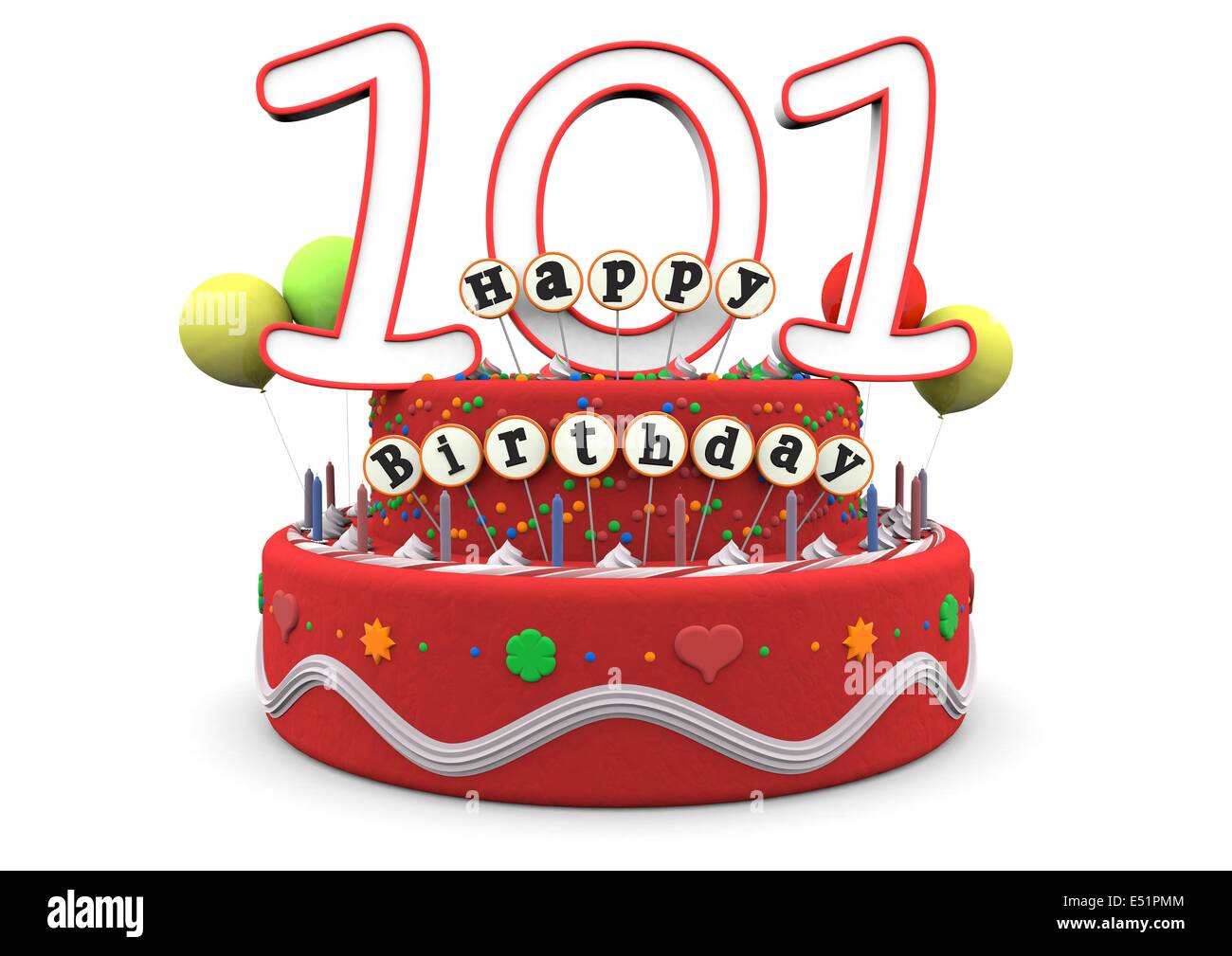 Joyeux anniversaire cream pie avec l'âge et le lettrage Banque D'Images