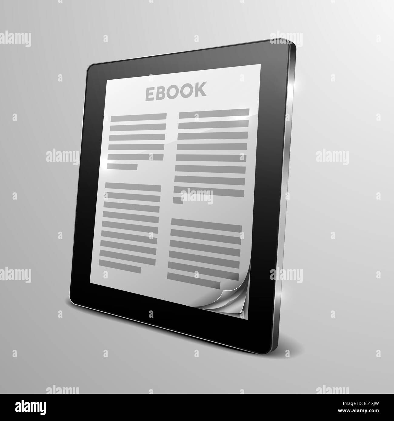 Ebook tablette page gondolé Banque D'Images