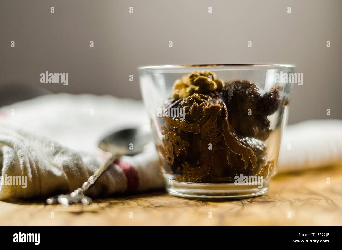 Fondant au chocolat dans du verre Banque D'Images