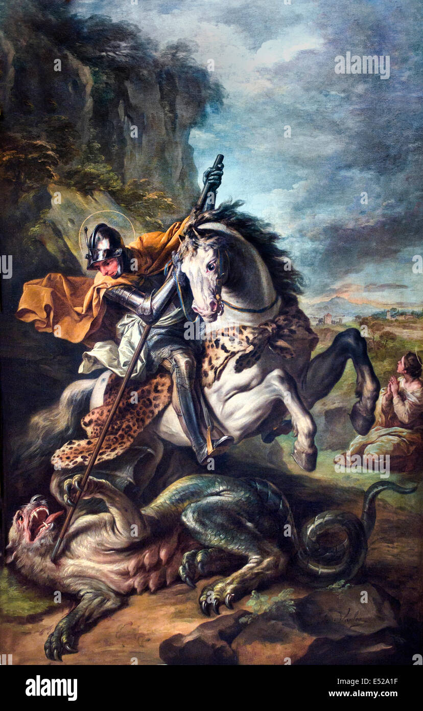 Saint Georges terrassant le dragon par Carle Van Loo 1705 1765 Français France Banque D'Images