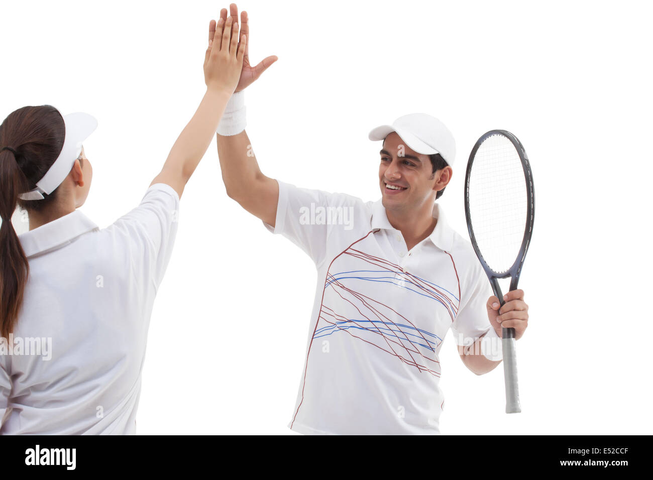 Les joueurs de tennis en haut isolé sur fond blanc 5 Banque D'Images