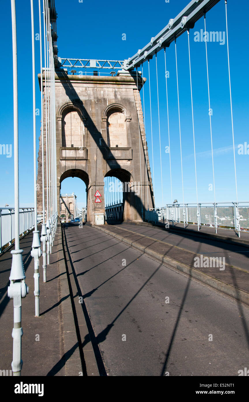 Le Pont Suspendu de Menai, Anglesey Pays de Galles UK Banque D'Images