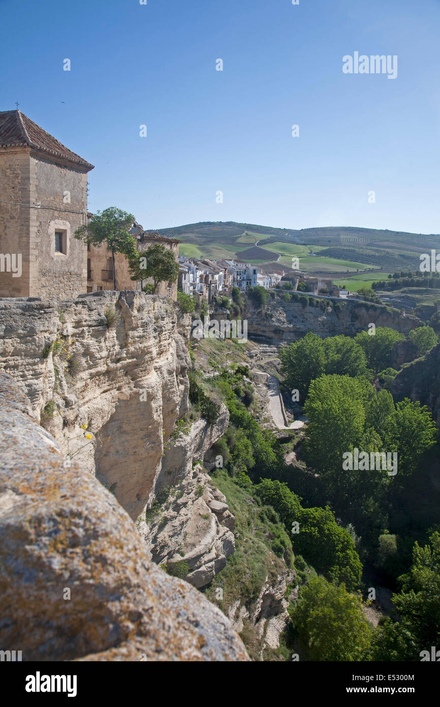 Tage gorges calcaires falaises, Alhama de Granada, Espagne Banque D'Images