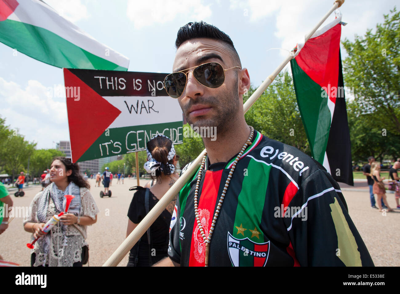 Palestinian-Americans se rassembler devant la Maison Blanche pour exhorter davantage de mesures contre Israël à partir d'Obama - Washington, DC USA Banque D'Images