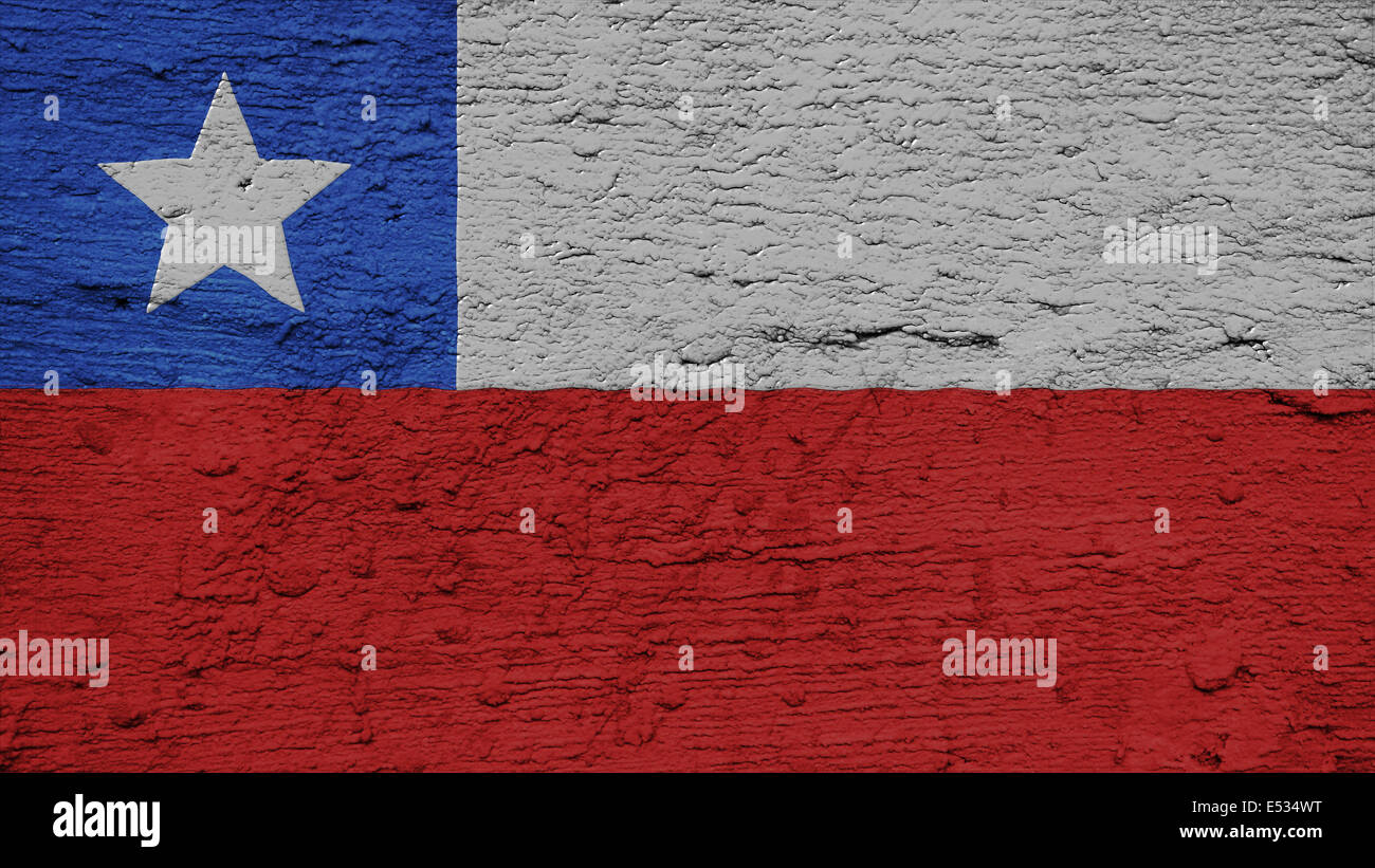 Chili Drapeau sur le mur texture Banque D'Images