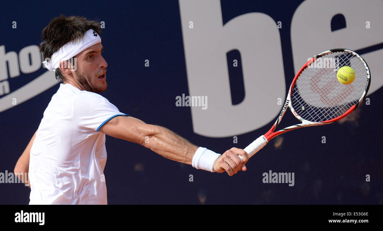 Hambourg, Allemagne. 18 juillet, 2014. Leonardo Mayer argentine au cours de l'ATP Bet-at-Home German Open Championships tournament quarts contre la Serbie Lajovic : Action Crédit Plus Sport/Alamy Live News Banque D'Images
