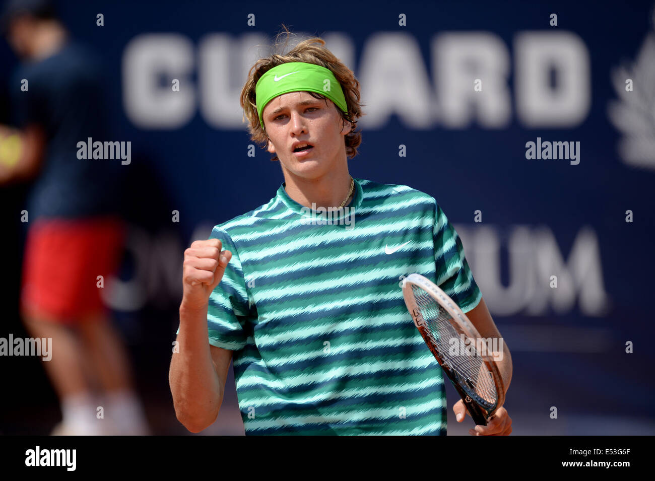 Hambourg, Allemagne. 18 juillet, 2014. L'Allemagne au cours de l'ATP Alexander Zverev Bet-at-Home German Open Championships tournament quarts contre l'Allemagne : Action Crédit Kamke Plus Sport/Alamy Live News Banque D'Images