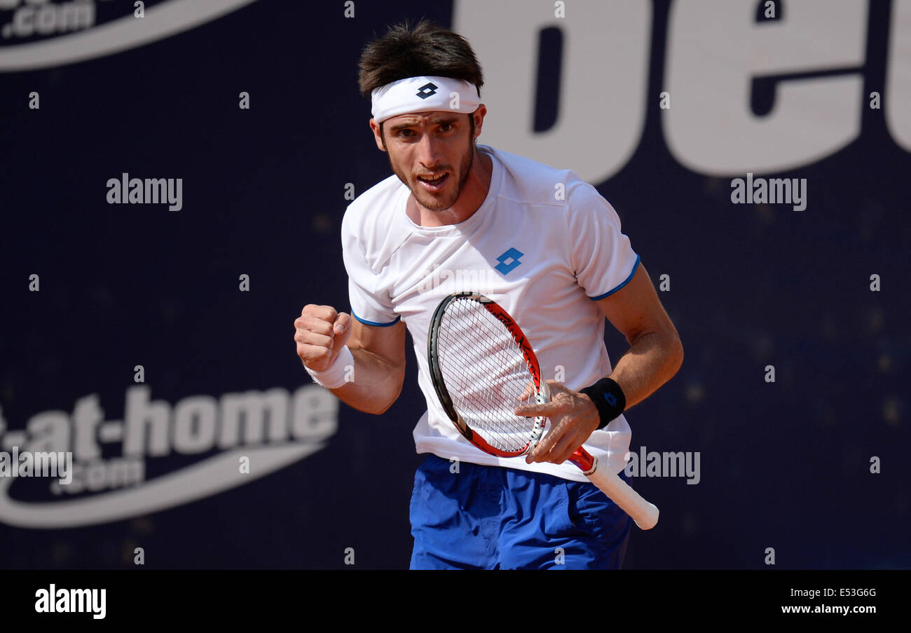 Hambourg, Allemagne. 18 juillet, 2014. Leonardo Mayer argentine au cours de l'ATP Bet-at-Home German Open Championships tournament quarts contre la Serbie Lajovic : Action Crédit Plus Sport/Alamy Live News Banque D'Images