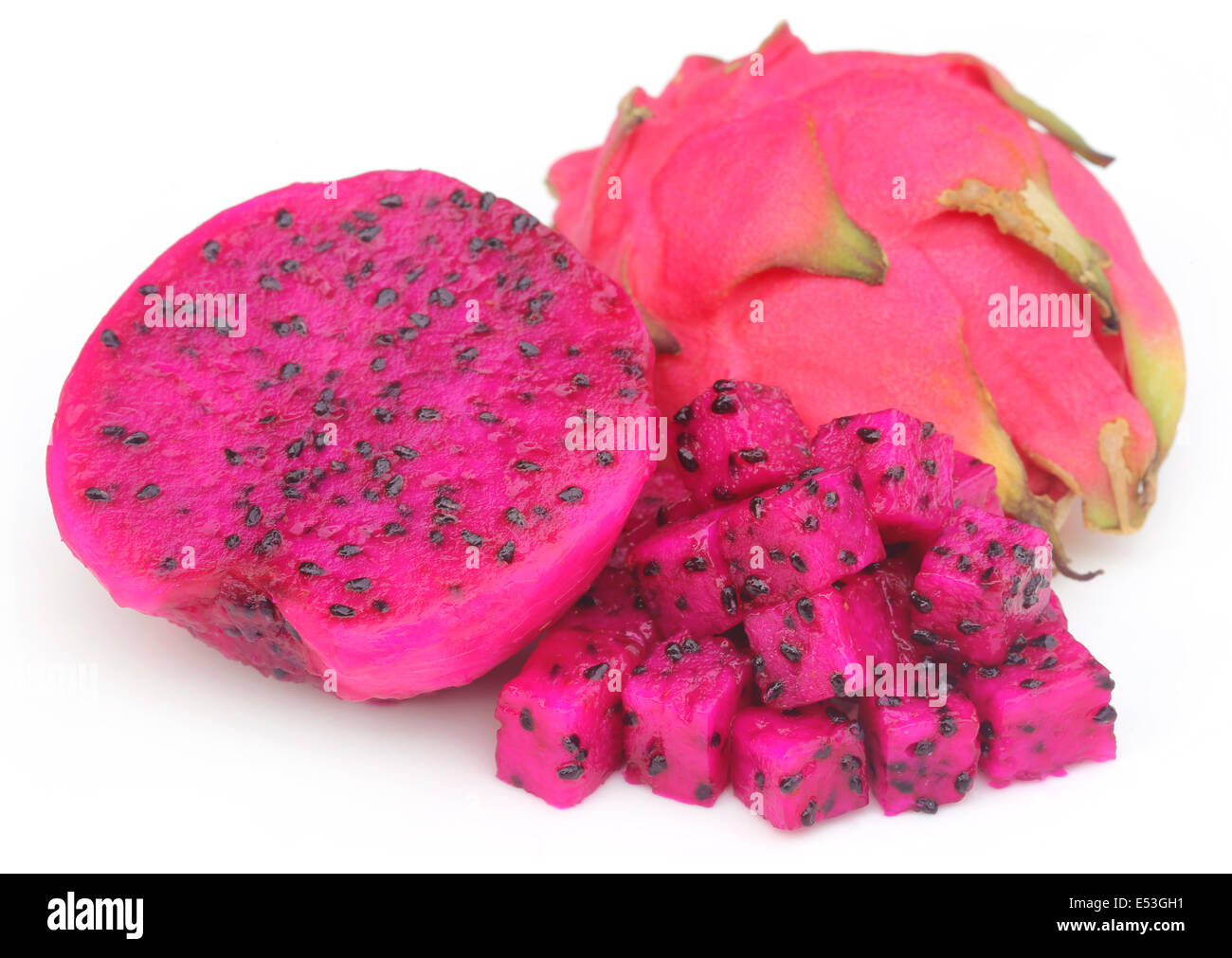 Close up of fruit du dragon sur fond blanc Banque D'Images