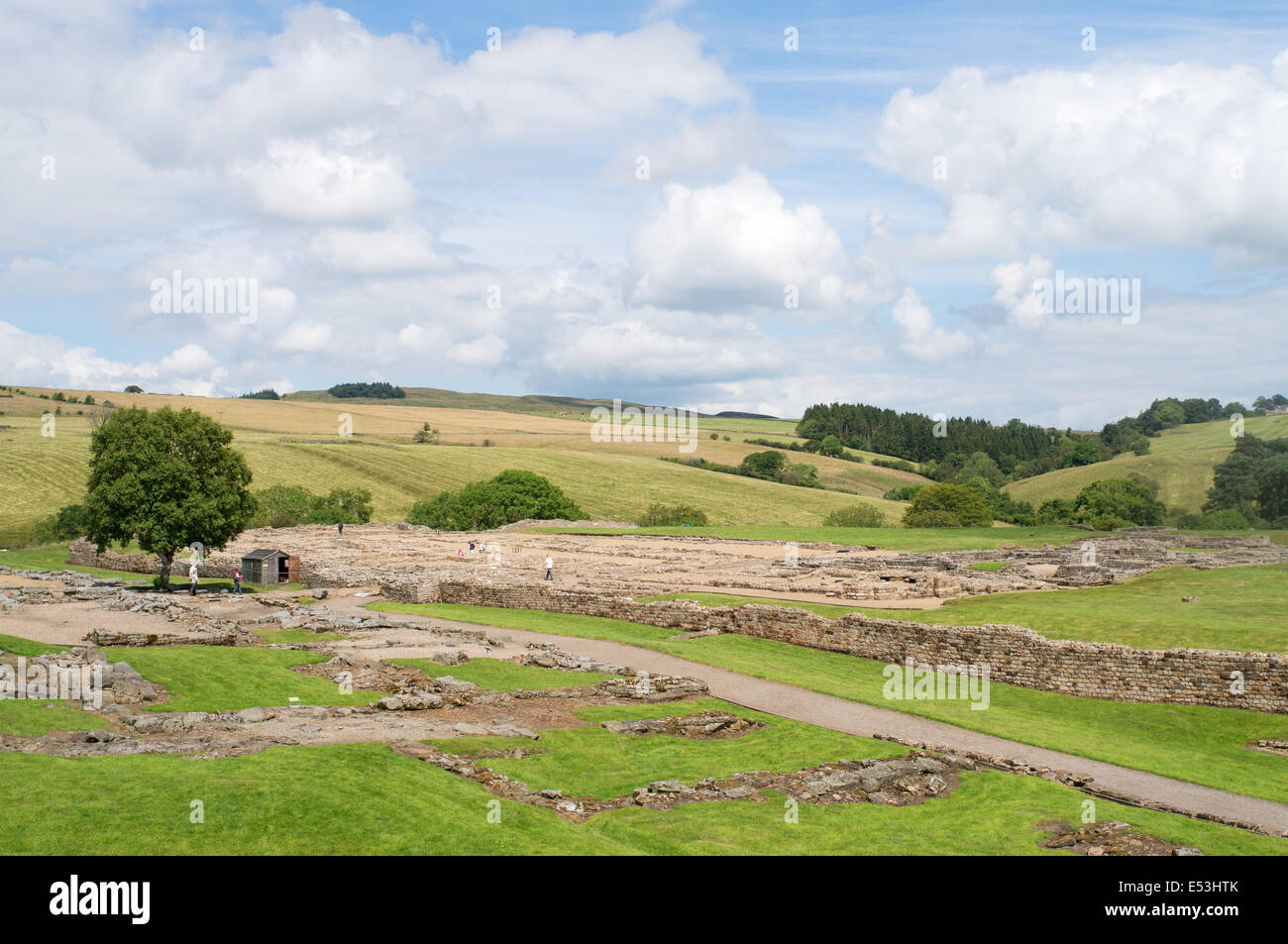 Vue sur le site du Fort romain de Vindolanda, Northumberland England UK Banque D'Images