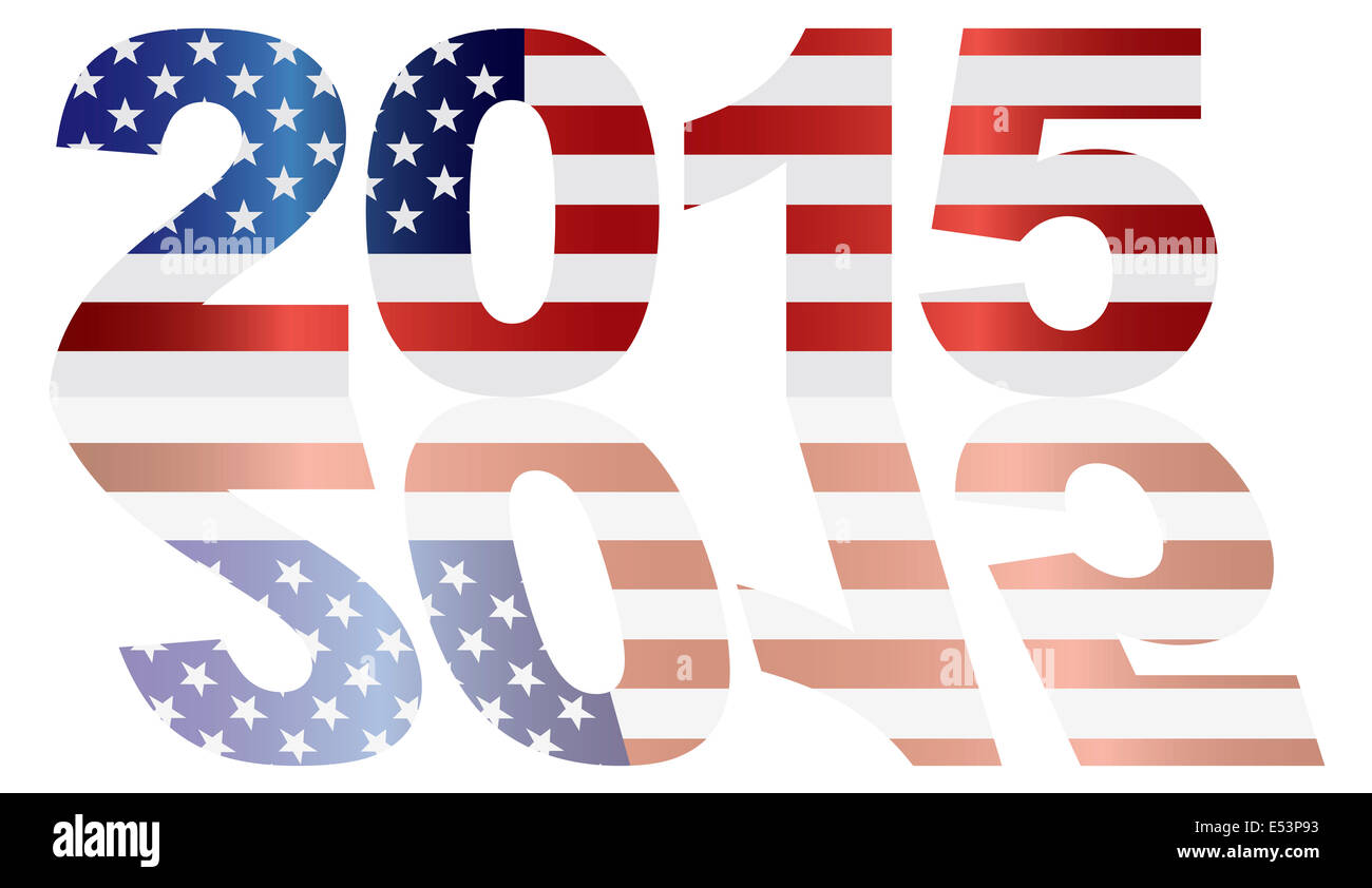 2015 USA drapeau américain Aperçu nombre isolé sur fond blanc Illustration Banque D'Images