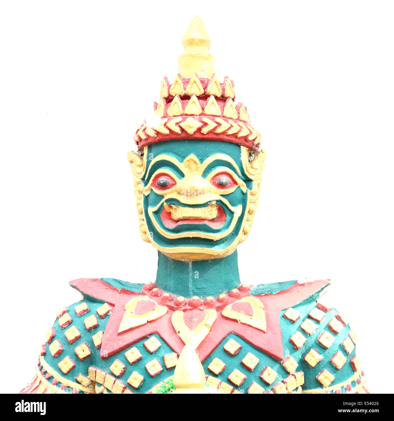 Thai ancienne sculpture géante sur fond blanc Banque D'Images