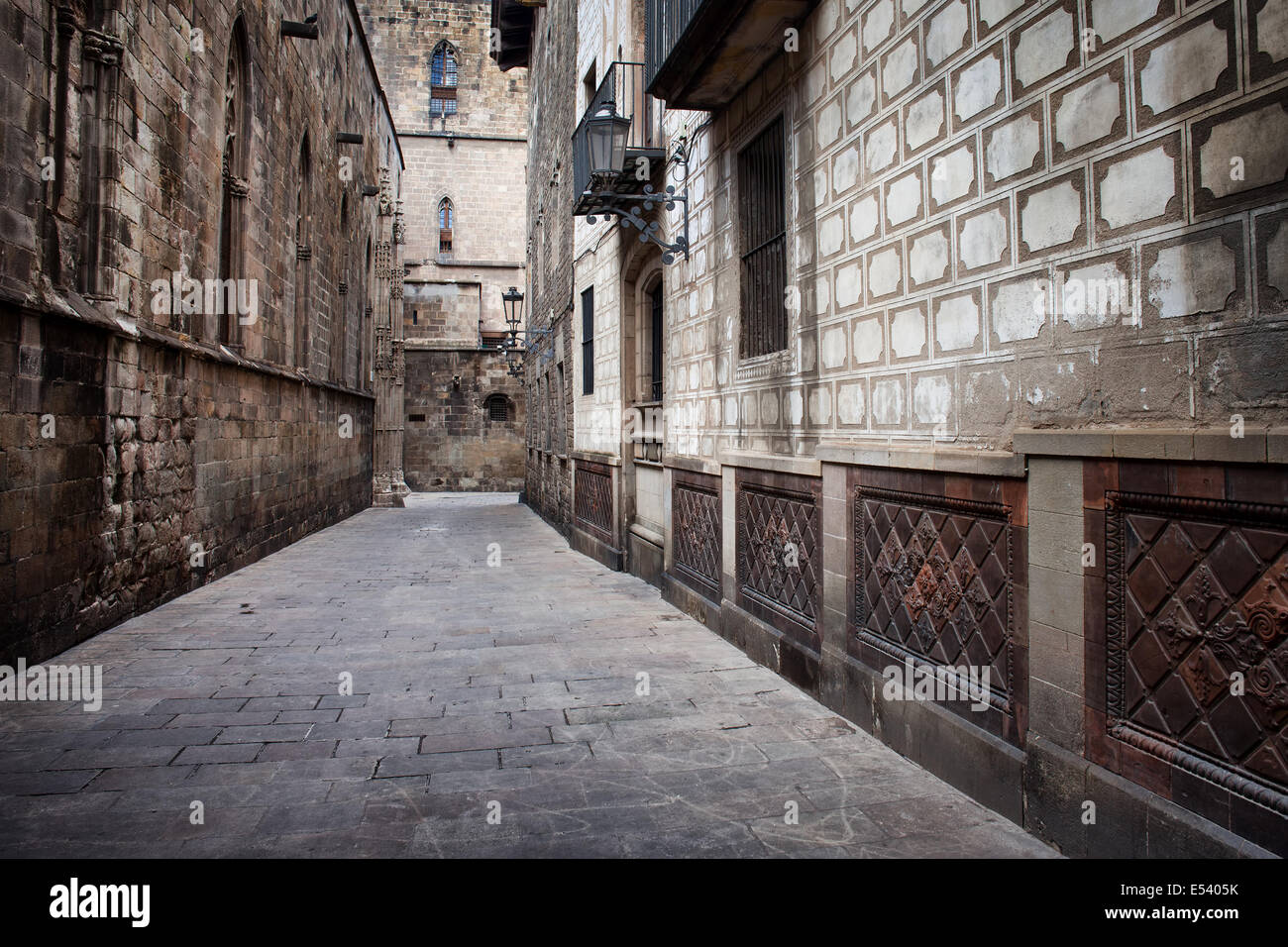 Quartier Gothique (Barri Gotic) architecture historique dans la vieille ville de Barcelone, en Catalogne, Espagne. Banque D'Images