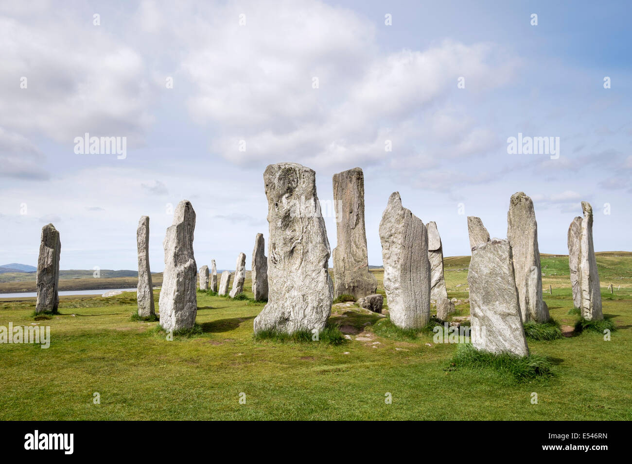 Le cercle de pierres de Callanish standing stones Néolithique à partir de 4500 BC Isle Of Lewis Calanais Western Isles Hébrides extérieures en Écosse UK Banque D'Images