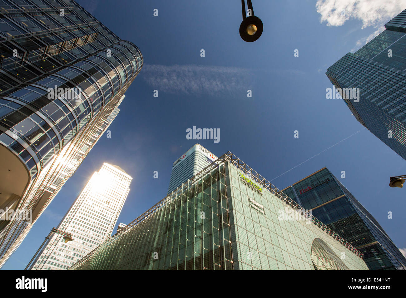 Les banques du Canary Wharf, London, UK. Banque D'Images