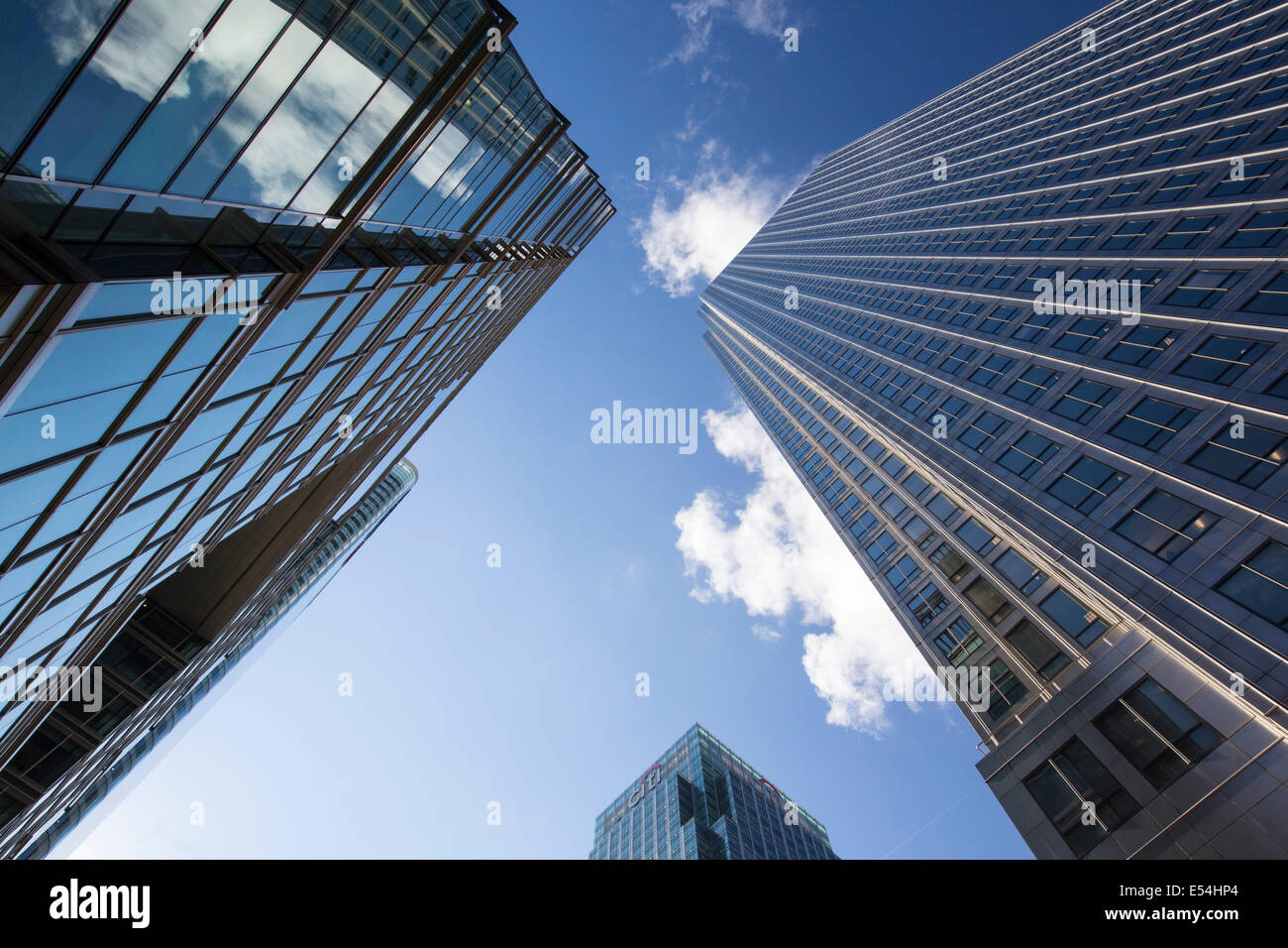 Les banques du Canary Wharf, London, UK. Banque D'Images