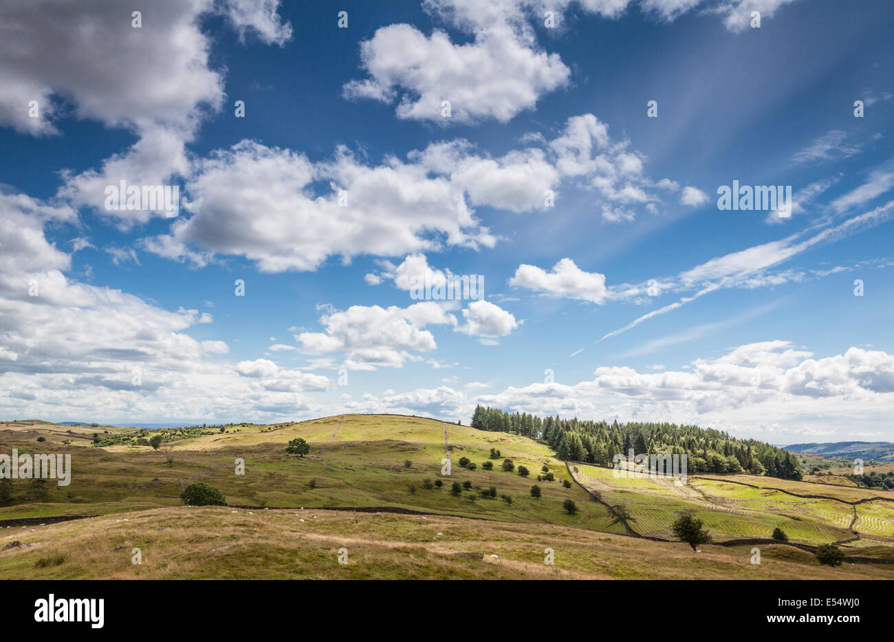 Ciel nuageux au-dessus de la campagne anglaise en Cumbria, UK. Banque D'Images