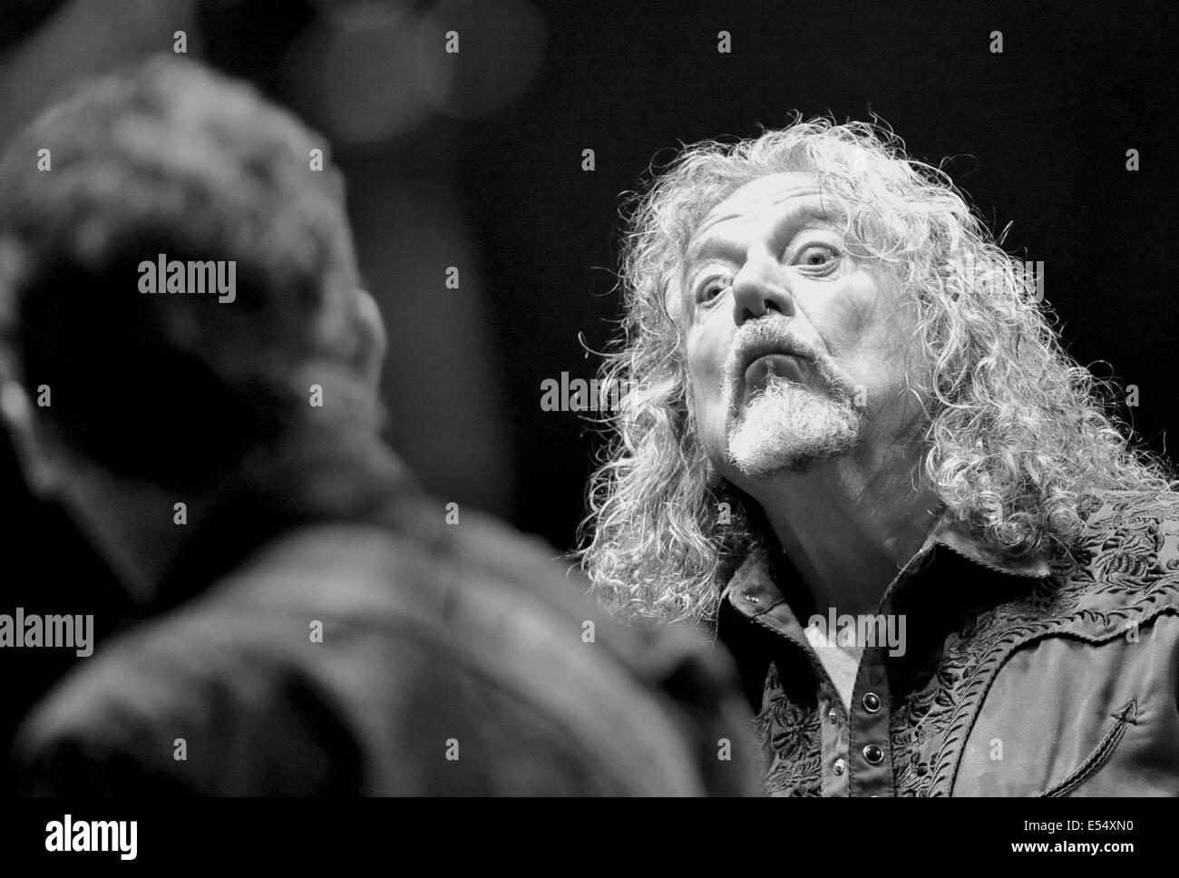 Robert Plant et l'espace sensationnel Shifters effectuer au festival de musique Colours of Ostrava, à Ostrava, en République tchèque, le 19 juillet 2014. (Photo/CTK Jaroslav Ozana) Banque D'Images