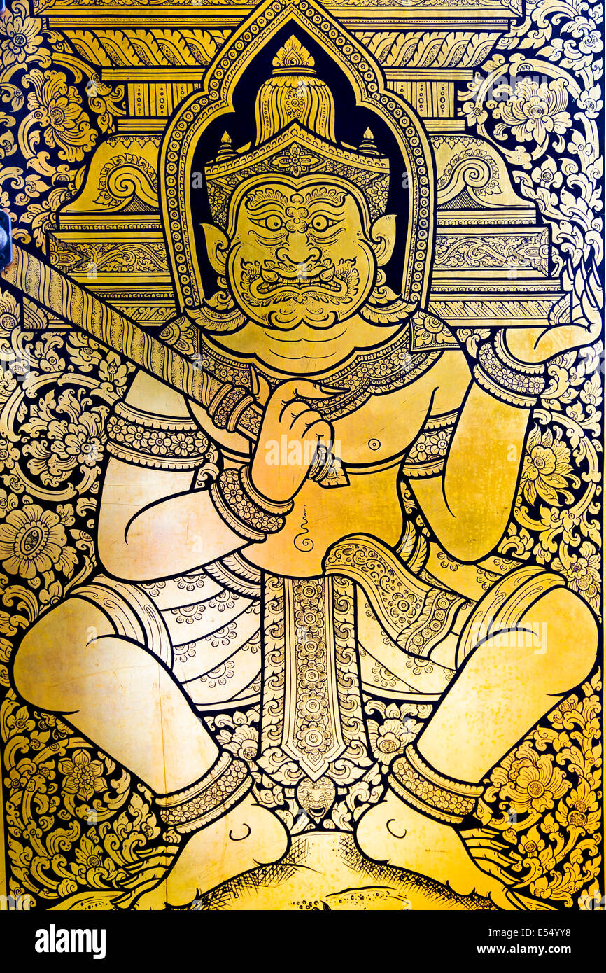 Détail de la décoration. Temple de Wat Traimit (Bouddha d'Or). Bangkok, Thaïlande, Asie. Banque D'Images