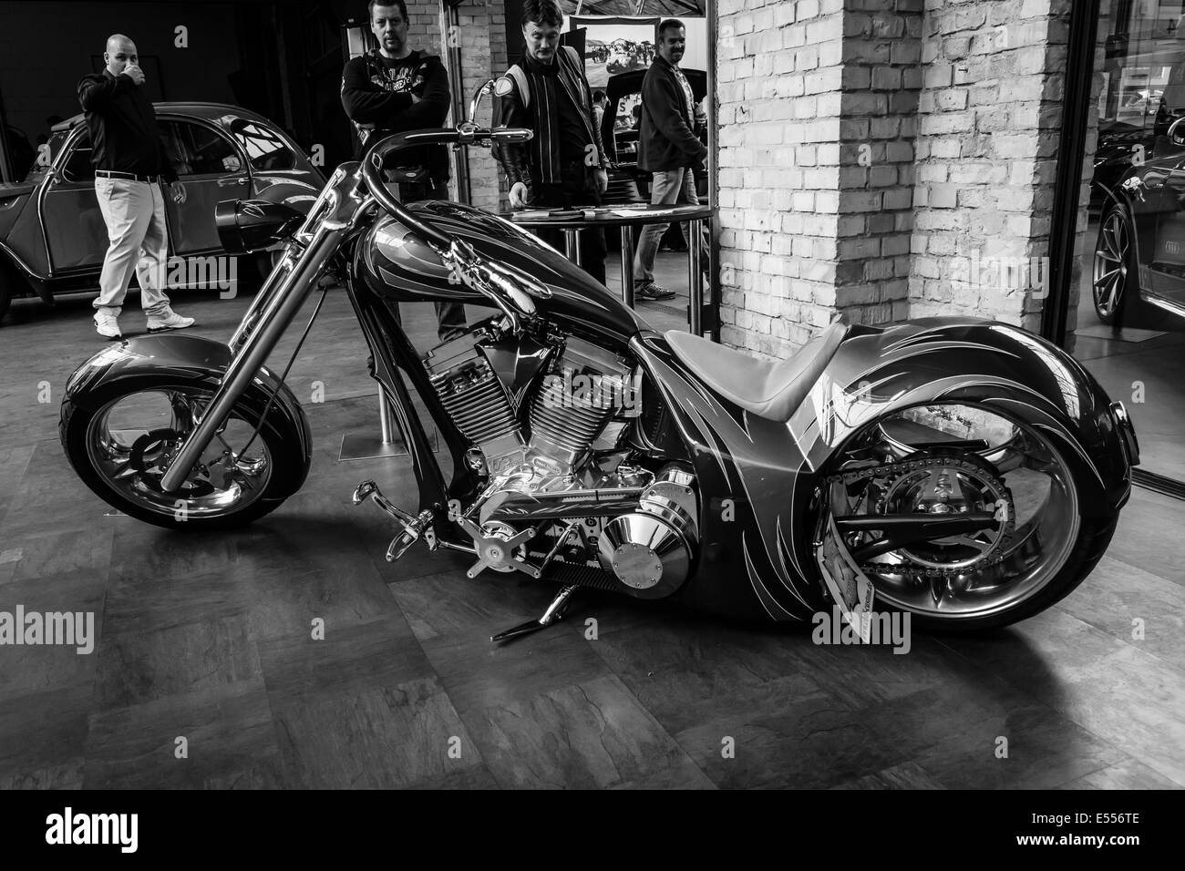 La moto à la main un piment (piment moteurs spéciaux). Noir et blanc. 27e jour - Berlin Brandebourg Oldtimer Banque D'Images